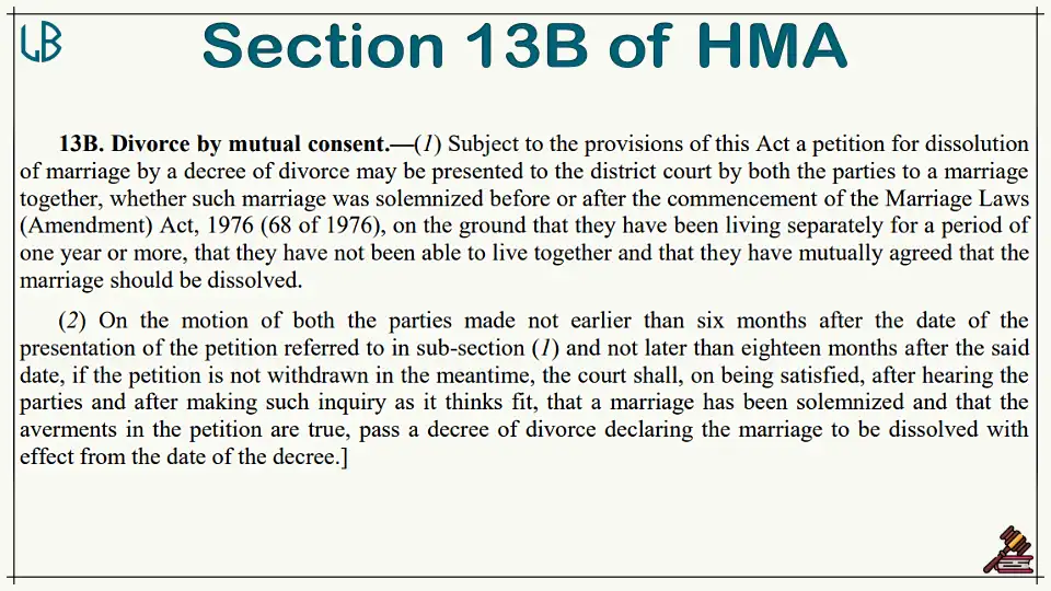 Section 13B of The Hindu Marriage Act, 1955