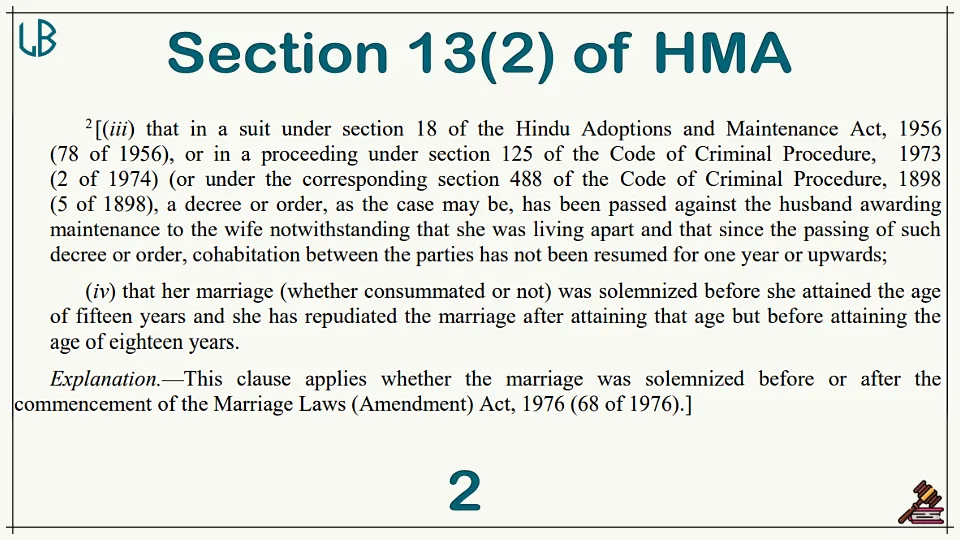 Pic 2: Section 13(2) of The Hindu Marriage Act, 1955