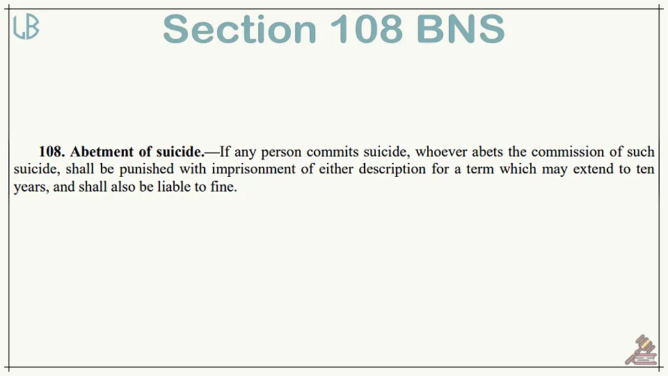 Section 108 of The Bharatiya Nyaya Sanhita Bare Act