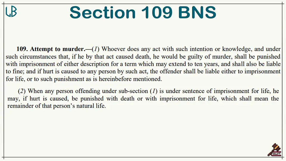 Section 109 of The Bharatiya Nyaya Sanhita Bare Act