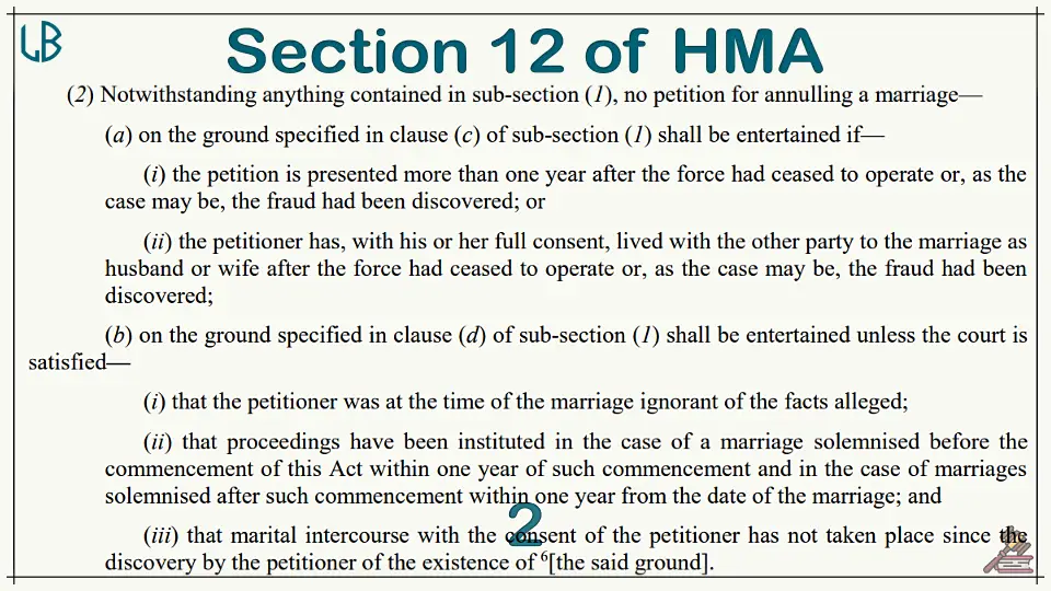 Section 12(2) of The Hindu Marriage Act, 1955