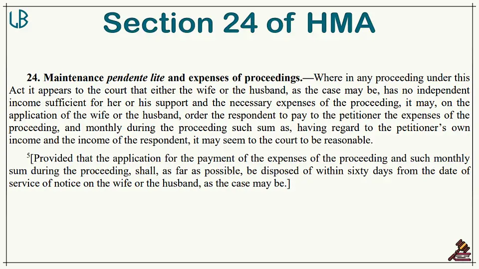 Section 24 of The Hindu Marriage Act, 1955