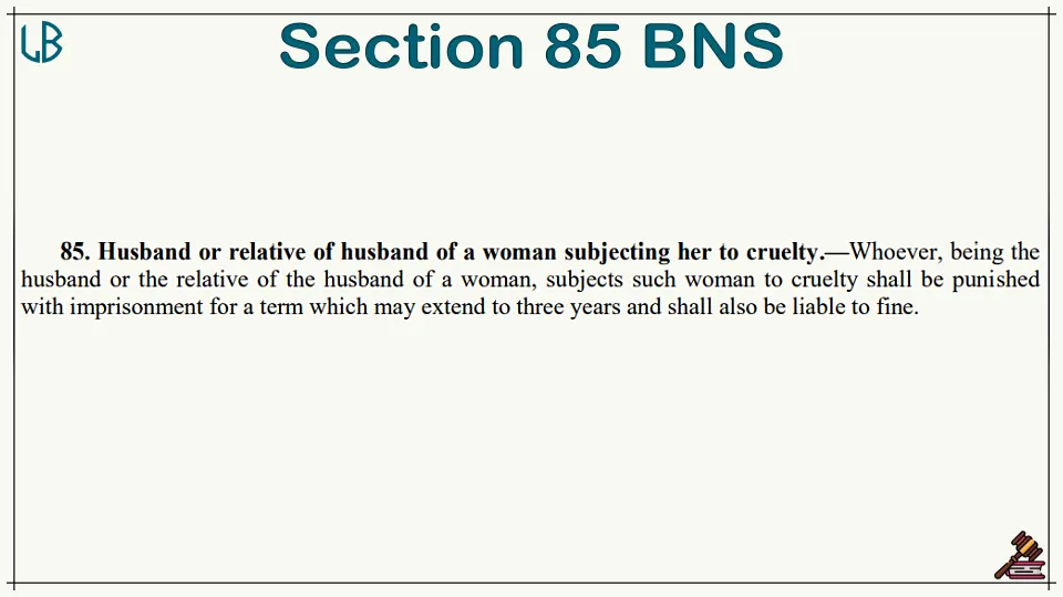 Section 85 of The Bharatiya Nyaya Sanhita Bare Act