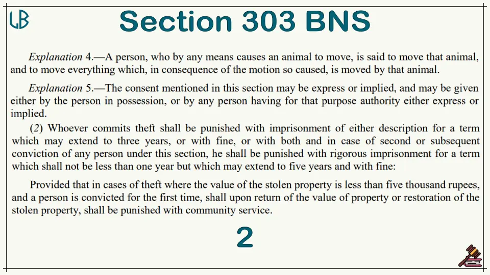 Section 303(2) of The Bharatiya Nyaya Sanhita Bare Act