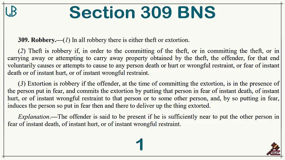 Section 309(1)(2)(3) of The Bharatiya Nyaya Sanhita Bare Act