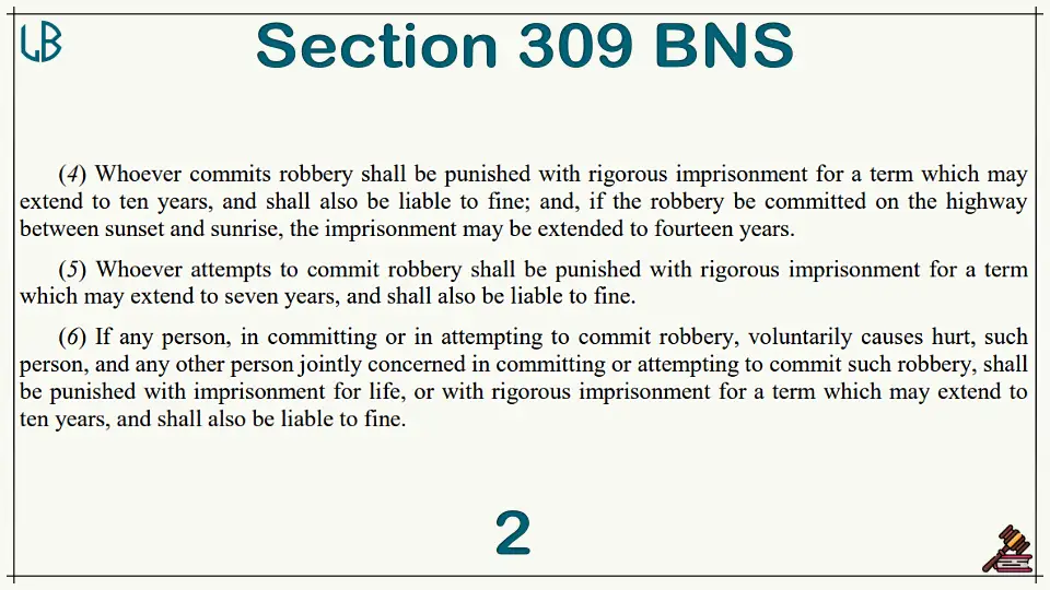 Section 309(4)(5)(6) of The Bharatiya Nyaya Sanhita Bare Act