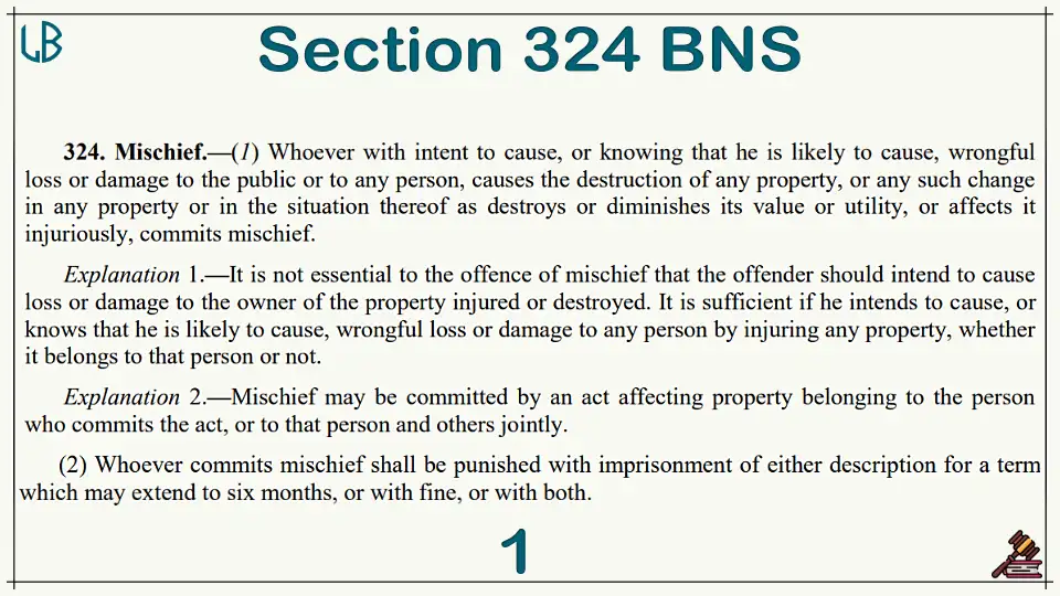 Section 324(1)(2) of The Bharatiya Nyaya Sanhita Bare Act