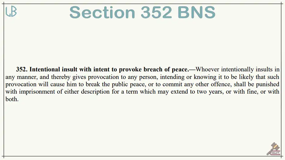 Section 352 of The Bharatiya Nyaya Sanhita Bare Act