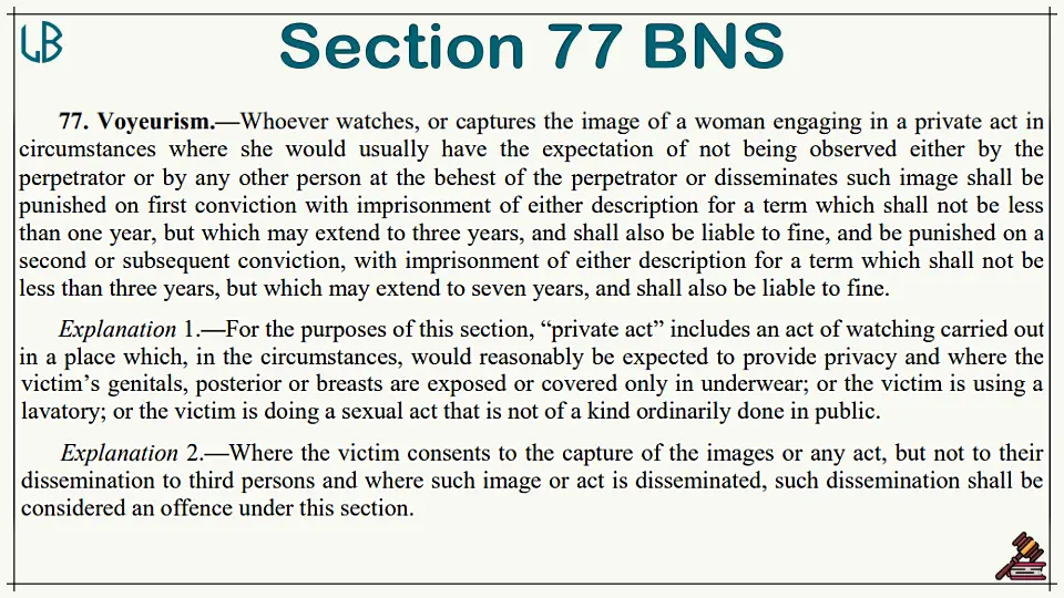 Section 77 of The Bharatiya Nyaya Sanhita Bare Act