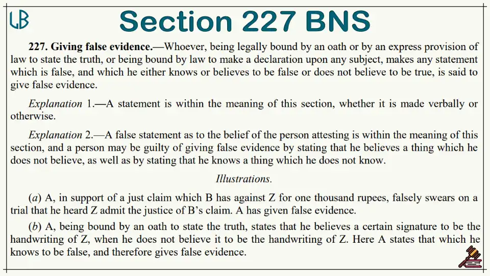 Section 227 of The Bharatiya Nyaya Sanhita Bare Act