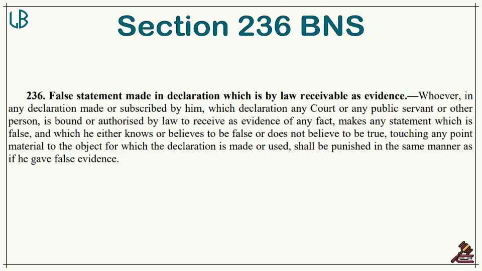 Section 236 of The Bharatiya Nyaya Sanhita Bare Act