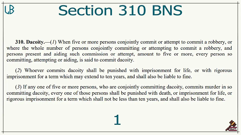 Section 310(1)(2)(3) of The Bharatiya Nyaya Sanhita Bare Act