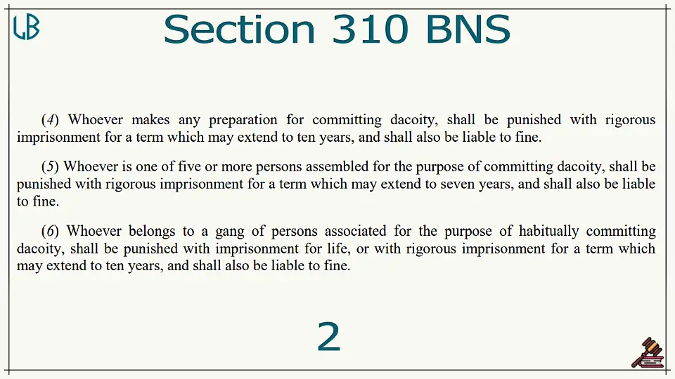 Section 310(4)(5)(6) of The Bharatiya Nyaya Sanhita Bare Act