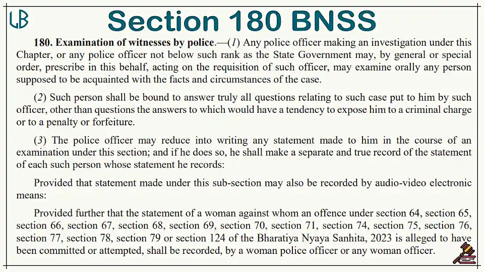 Section 180 of The Bharatiya Nagarik Suraksha Sanhita Bare Act