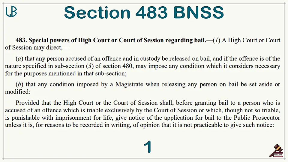 Section 483(1) of The Bharatiya Nagarik Suraksha Sanhita Bare Act