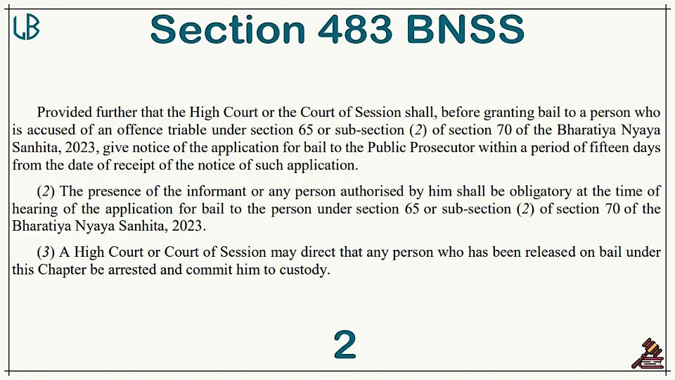 Section 483(2)(3) of The Bharatiya Nagarik Suraksha Sanhita Bare Act