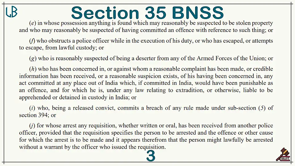 Section 35(1) of The Bharatiya Nagarik Suraksha Sanhita Bare Act