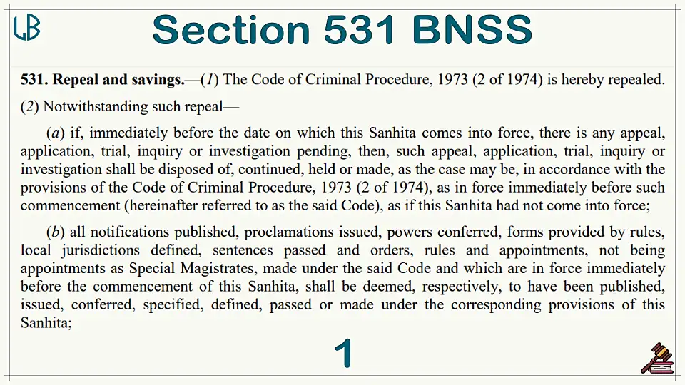 Section 531(1)(2) of The Bharatiya Nagarik Suraksha Sanhita Bare Act