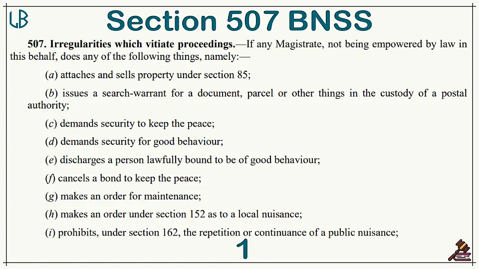 Section 507(a-i) of The Bharatiya Nagarik Suraksha Sanhita Bare Act