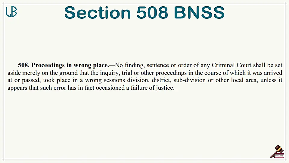 Section 508 of The Bharatiya Nagarik Suraksha Sanhita Bare Act