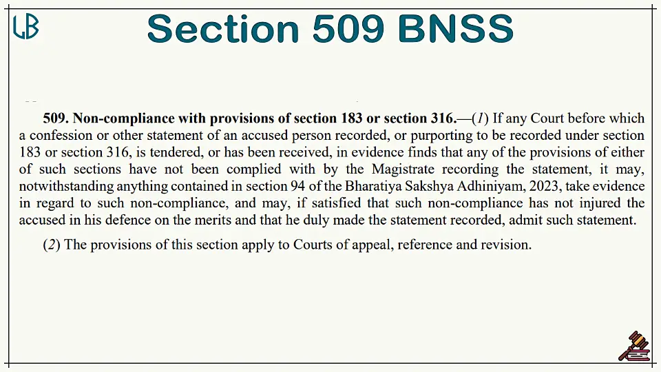 Section 509 of The Bharatiya Nagarik Suraksha Sanhita Bare Act